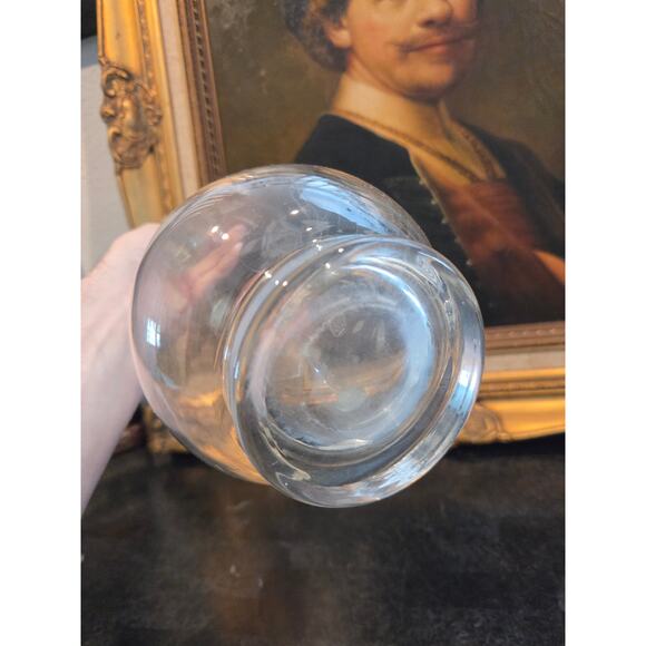 Vintage 1950s Romanian Etched Glass Decanter 17" w/ Stopper Floral Design - Picture 9 of 9